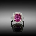 Cushion Cut Pink Sapphire & Diamond Ring