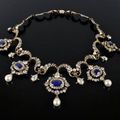 Victorian Ceylon Sapphire and Natural Pearl Necklace