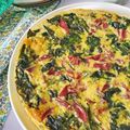 Quiche sans pâte épinards , cheddar et coppa 