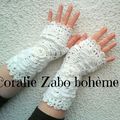 Mitaines faite main laine blanche pour femme, mitaines gants hiver laine DISPONIBLE SHOP CORALIEZABO ETSY