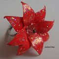 VENDUE - Bague fleur rouge - origami