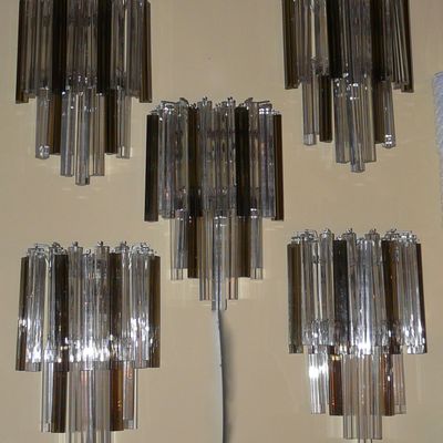 Cinq appliques en verre "trièdre"par Venini.Années 60.Vendues