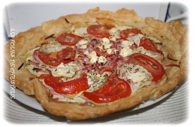 Tarte fine courgettes, jambon tomates