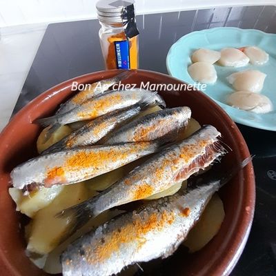 Sardines aux PDT de Noirmoutier et CSJ aux nouilles asiatiques