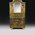 A Northern European black and gilt japanned cabinet, mid 18th century
