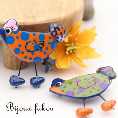 boucles d'oreilles en poules d'hiver