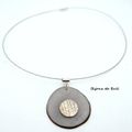 COL357 - Collier lignes en bronze blanc et tagua gris 