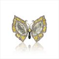 Coloured Diamond, Diamond and Stone Butterfly Brooch