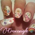 Nail art St Valentin aquarelle  Bisounours d'amour ^^