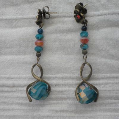 boucles d'oreilles "verre en tourbillon"