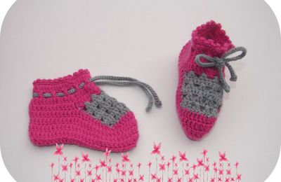 Chaussons rose et gris