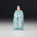 An aquamarine 'cicada and gourd' snuff bottle, ('The Imperial Cicada and Gourd Aquamarine'). Probably imperial, 1760–1840