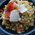 risotto de coquillettes au chorizo § parmesan