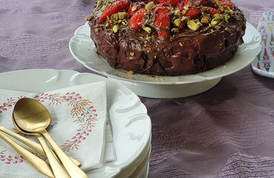 ღ " Miam " Fondant chocolat fraises et pistaches