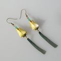 Boucles d'oreilles origami en papier japonais jaune, Shogun