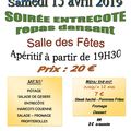 SOIREE ENTRECOTE ET REPAS DANSANT - SAMEDI 13 AVRIL 2019