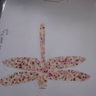 Appliqué thermocollant EVINRUDE la LIBELLULE  Liberty rose à pois bordeaux/vert/turquoise + explications et conseils d'entretien