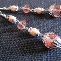 B.O. pendantes chaine & perles vieux rose