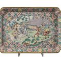 Tray in enamelled bronze depicting battle, manufacturing Cantonese, end of sec. XIX