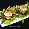 Figues fraîches farcies au chèvre et au jambon cru