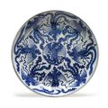 A blue and white 'Phoenix' dish, Kangxi period (1662-1722)