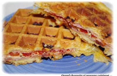 GAUFRES SALEES AU JAMBON, TOMATES ET GRUYERE