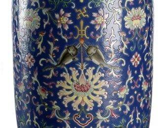 A fine and rare Imperial famille rose lantern-shaped vase, Jiaqing iron-red six-character mark and period