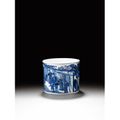 Pot à pinceaux en porcelaine bleu blanc, Chine, Dynastie Qing, époque Kangxi (1662-1722)