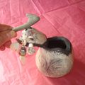 Boîte raku avec bois flotté et coquillages