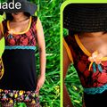 En Mode Printemps : "tonique garden"robe/tunique de maille couture & dentelle 