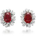 A pair of ruby and diamond earclips