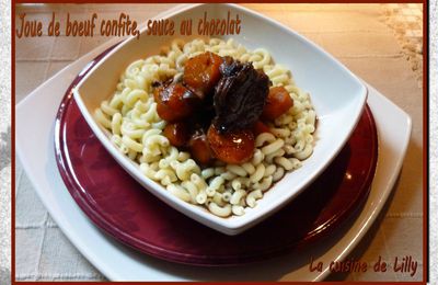 Joue de boeuf confite, sauce chocolat