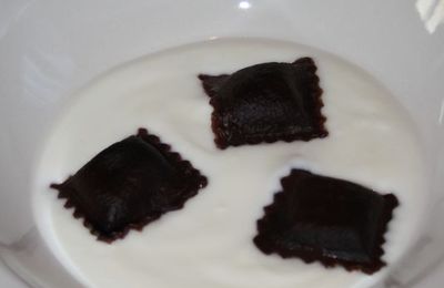 Ravioles au chocolat et speculos/ banane