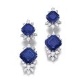 Highly Important Pair of octagonal step-cut sapphire and diamond pendent earrings, Harry Winston, circa 1975