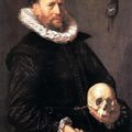 Frans Hals (1581/5 - 1666), A portrait of a man holding a skull, Haarlem, Holland, about 1610-14