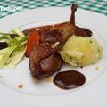 Pigeon à  l’échalote confite et pomme de terre- navet