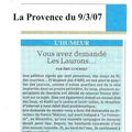 PARUTION sur La Provence du 9 mars 2007