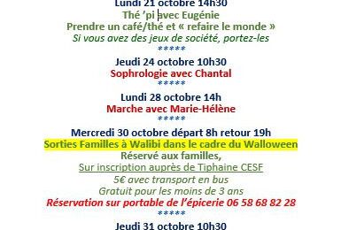 Planning d'octobre 2019