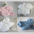 Tricot bébé, brassière, bonnet, chaussons, tricot bb fait main modèle layette tricoté main 