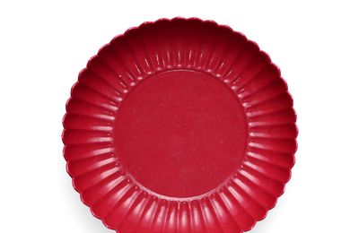 A Rare Ruby-Red Glazed Chrysanthemum Dish, Mark and Period of Qianlong