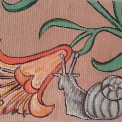 "Escargot au lys", acrylique sur toile, 