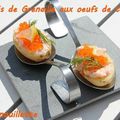 Canapés de grenailles aux oeufs de truite