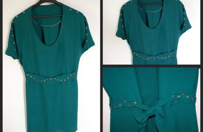 Création d'une robe verte avec des strass
