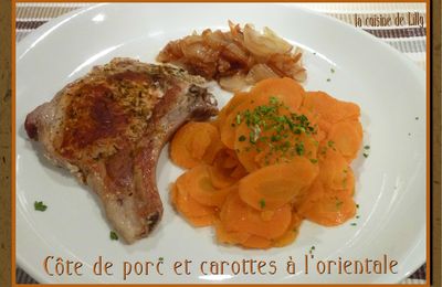 Côte de porc rôtie et carottes à l'orientale