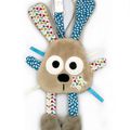 Doudou lapin attache tétine marron bleu