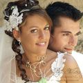 Mariage en vert et blanc : parure bijoux mariage et collier mariage perles ivoire et vert anis