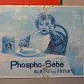 Une plaque publicitiare lithographiée "Phospho Bébé" des années 50. Délicat et émouvant !