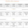 Cartes des menus de la semaine prochaine 