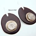 BO343 - Boucles d'oreille zentangle en tagua et bronze blanc