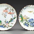 Two wucai petal-lobed dishes, Chongzhen period (1628-1644)